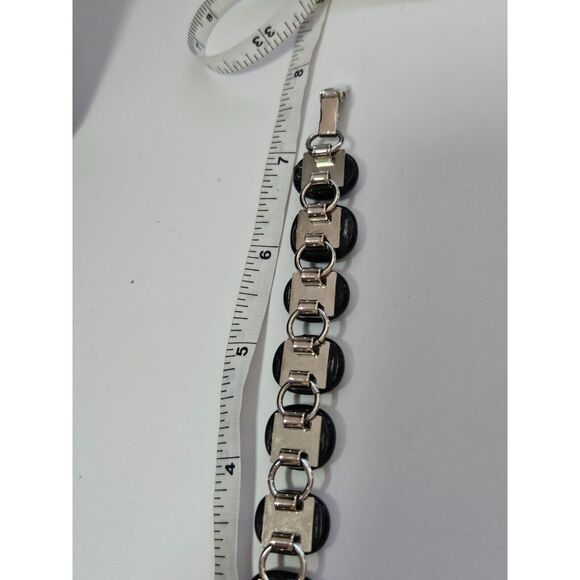 Silver tone black colorful glass bracelet - Picture 4 of 10